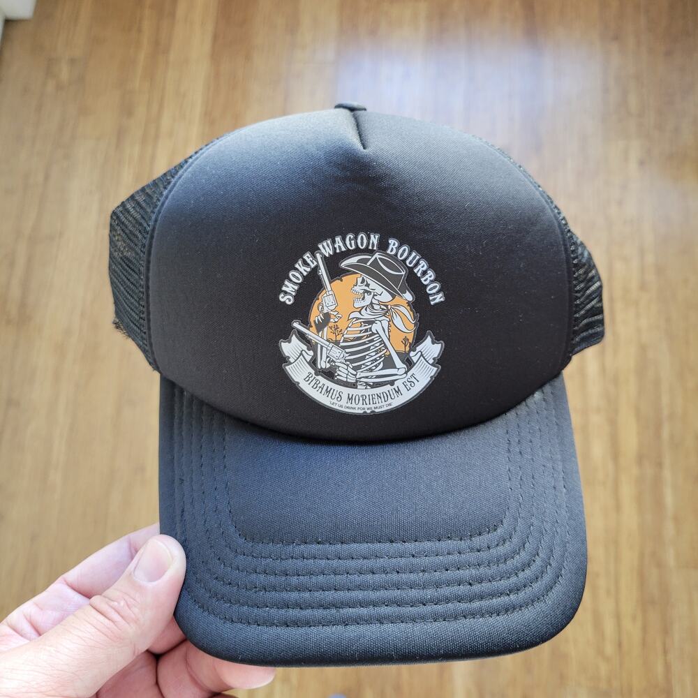 Smoke Wagon Motto Hat Snap Back Made in USA Let Us Drink, For We Must Die